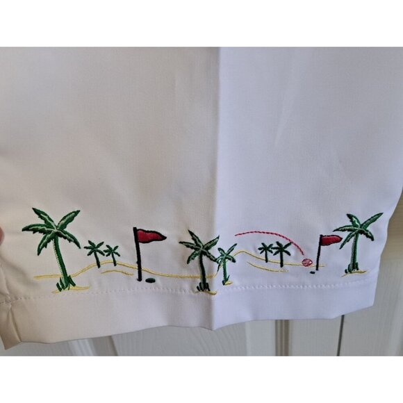 Coral Bay Golf Women's 16 White Cropped Pants Embroidered Hem 21.5" Inseam - Picture 6 of 12